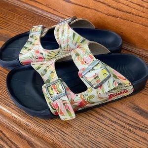 EUC Birkenstock sandals. Meant to be worn around water. Multi colored